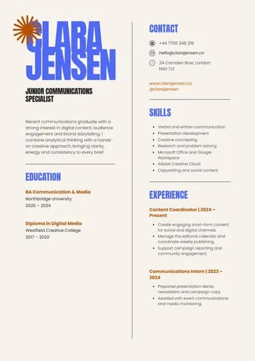 Clara Jensen — Junior Communications Specialist