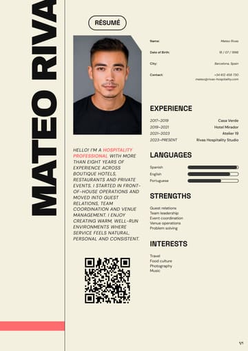 Mateo Rivas — Hospitality Professional