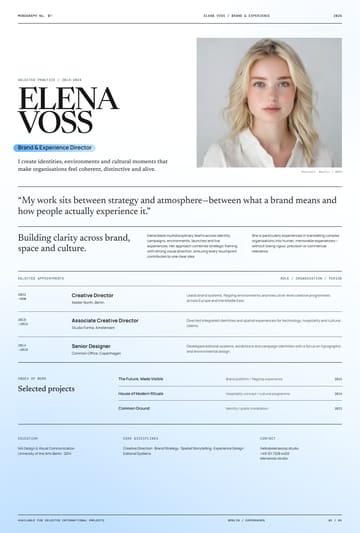 Elena Voss — Brand & Experience Director