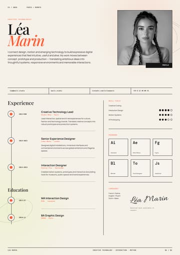 Léa Marin — Creative Technologist resume template preview