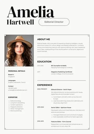 Amelia Hartwell CV
