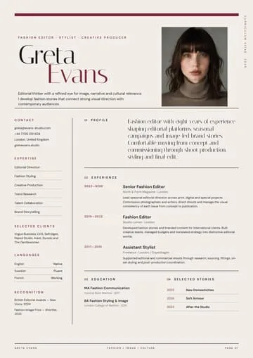 Greta Evans — Fashion Editor