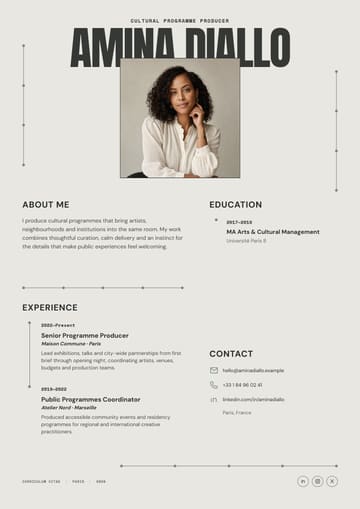 Amina Diallo resume template preview