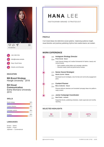 Hana Lee — Resume resume template preview