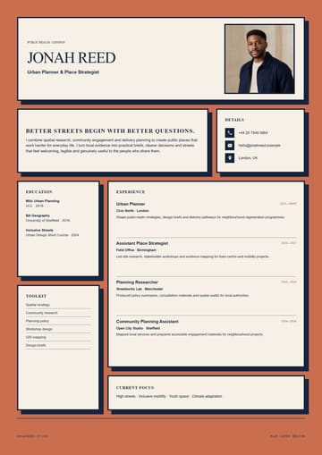 Jonah Reed — Urban Planner resume template preview