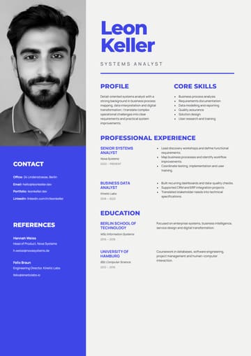 Leon Keller Systems Analyst resume template preview