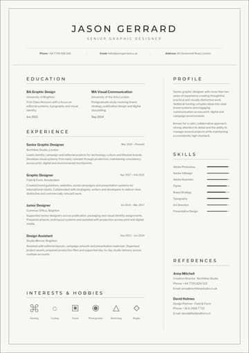 Jason Gerrard Classic resume template preview