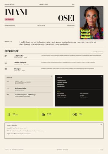 Imani Osei Offset resume template preview